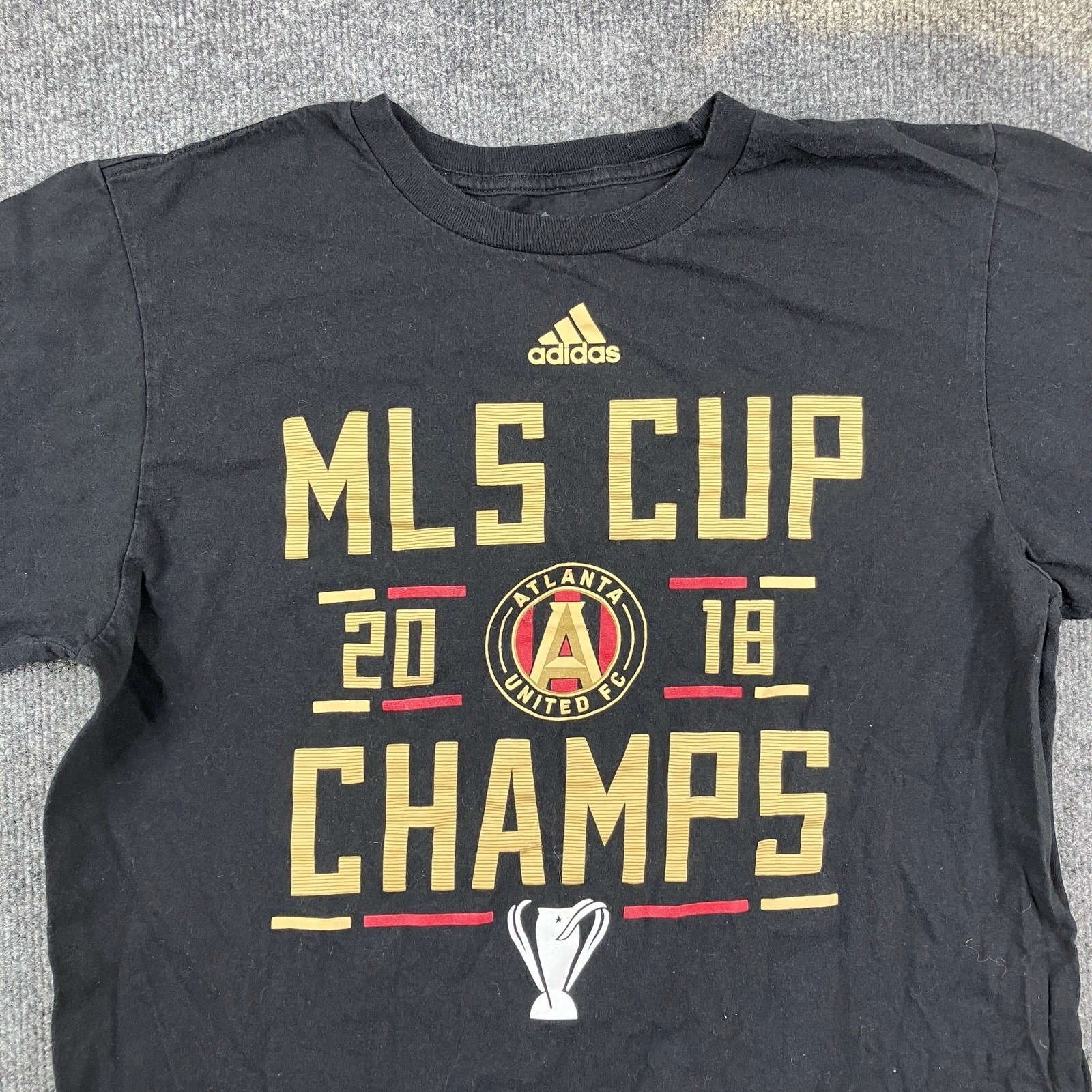Adidas T-Shirt Mens Medium Black Atlanta United Fc 2018 Mls Cup Champs Soccer